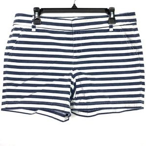 CASLON Striped Stretch Cotton Blue White Shorts 10